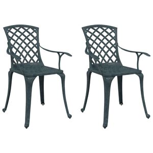 vidaXL Gartenst&uuml;hle 2 Stk. Gr&uuml;n Aluminiumguss