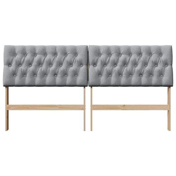 vidaXL Gepolstertes Kopfteil Hellgrau 180 cm Massives Kiefernholz