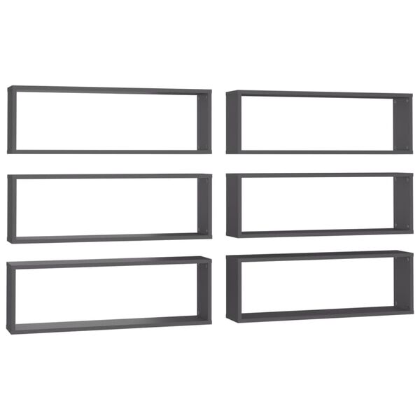 vidaXL W&uuml;rfelregale 6 Stk. Grau 80x15x26,5 cm Holzwerkstoff