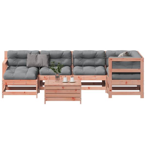 vidaXL 7-tlg. Garten-Lounge-Set mit Kissen Massivholz Douglasie