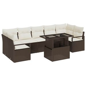 vidaXL Garten-Sofa-Set mit Kissen 8 pcs Braun und Creme Poly-Rattan