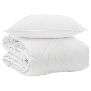 vidaXL Ganzjahresbettdecke mit Kissen 2 pcs Wei&szlig; Mikrofaser