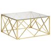 vidaXL Couchtisch Golden Edelstahl und Hartglas
