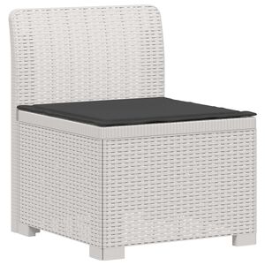 vidaXL 1-Sitzer Garten-Sofa mit Kissen Rattan-Look PP Wei&szlig;