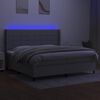 vidaXL Boxspringbett mit Matratze & LED Hellgrau 200x200 cm Stoff