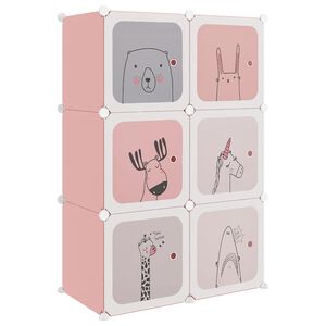 vidaXL Kinderschrank Modular mit 6 W&uuml;rfeln Rosa PP