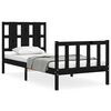 vidaXL Massivholzbett mit Kopfteil Schwarz 90x190 cm
