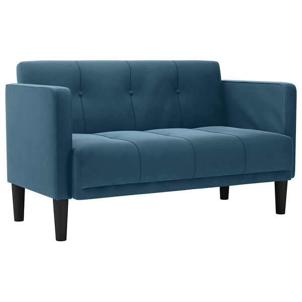 vidaXL Zweisitzer-Sofa Blau 111 cm Samt