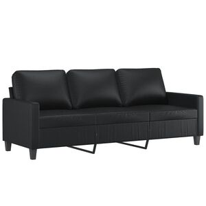 vidaXL 3-Sitzer-Sofa Schwarz 180 cm Kunstleder