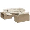 vidaXL 11-tlg. Garten-Sofagarnitur mit Kissen Beige Poly Rattan