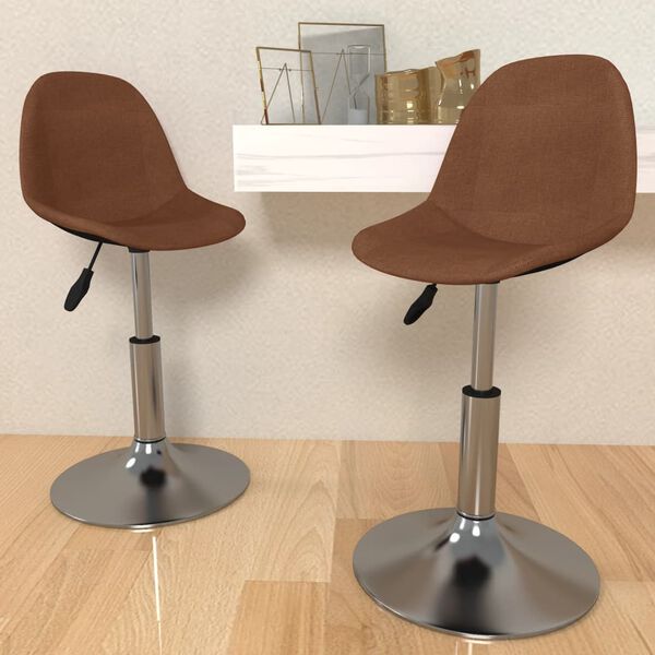 vidaXL Esszimmerst&uuml;hle 2 Stk. Drehbar Braun Stoff