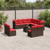 vidaXL 12-tlg. Garten-Sofagarnitur mit Kissen Braun Poly Rattan