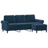 vidaXL 3-Sitzer-Sofa mit Hocker Blau 180 cm Samt