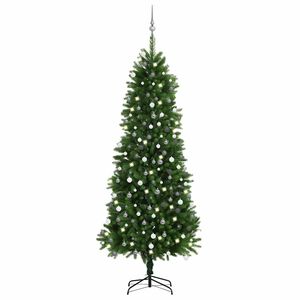 vidaXL K&uuml;nstlicher Weihnachtsbaum mit Beleuchtung Kugeln 240 cm Gr&uuml;n