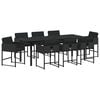vidaXL Garten Essgruppe mit Kissen 9 pcs Schwarz Poly-Rattan