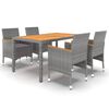 vidaXL 5-tlg. Garten-Essgruppe Poly Rattan Grau