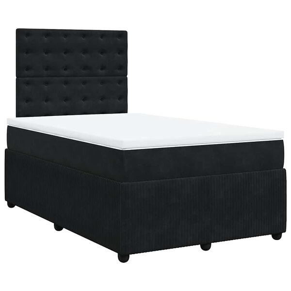 vidaXL Boxspringbett mit Matratze Schwarz 120x190 cm Samt