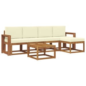 vidaXL Outdoor-Sofagarnitur mit Kissen 6 pcs Natur und Creme
