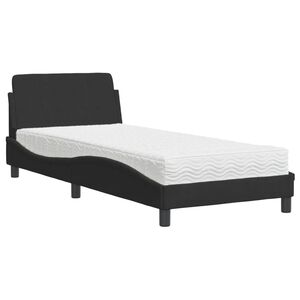 vidaXL Bett mit Matratze "Dover" Schwarz 90x190 cm Samt