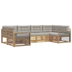 vidaXL Outdoor-Sofagarnitur 6 stk. Wei&szlig; und Hellgrau Massivholz Akazie