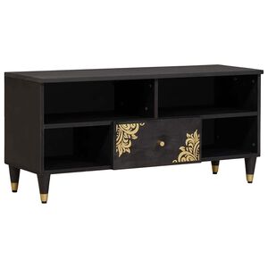 vidaXL TV-Schr&auml;nk mit Regal Schwarz 100 x 33 x 46 cm Massivholz Mango