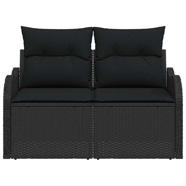 vidaXL Gartensofa mit Kissen Schwarz 121 x 62 x 69cm Poly-Rattan