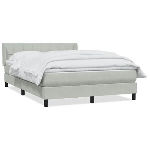 vidaXL Boxspringbett mit Matratze Hellgrau 160x220 cm Samt