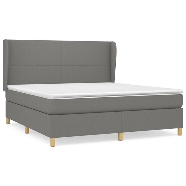 vidaXL Boxspringbett mit Matratze Dunkelgrau 180x200 cm Stoff