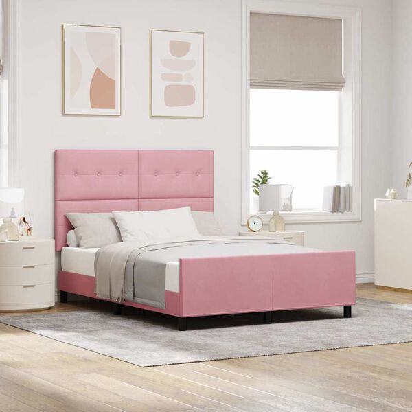 vidaXL Boxspringbett mit Kopfteil Rosa 160 x 200 cm Samt