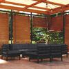 vidaXL 10-tlg. Garten-Lounge-Set mit Kissen Schwarz Massivholz Kiefer