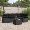 vidaXL Sofa Set mit Kissen 6 pcs Schwarz Poly Rattan