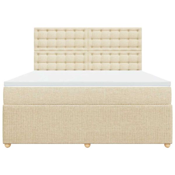 vidaXL Boxspringbett mit Matratze Creme 180x200 cm Stoff