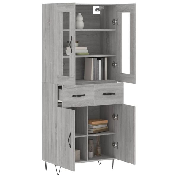 vidaXL Highboard Grau Sonoma 69,5x34x180 cm Holzwerkstoff