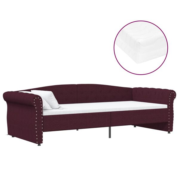 vidaXL Tagesbett mit Matratze USB Lila Stoff 90x200 cm