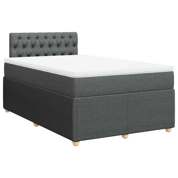 vidaXL Boxspringbett mit Matratze Dunkelgrau 120x200 cm Stoff