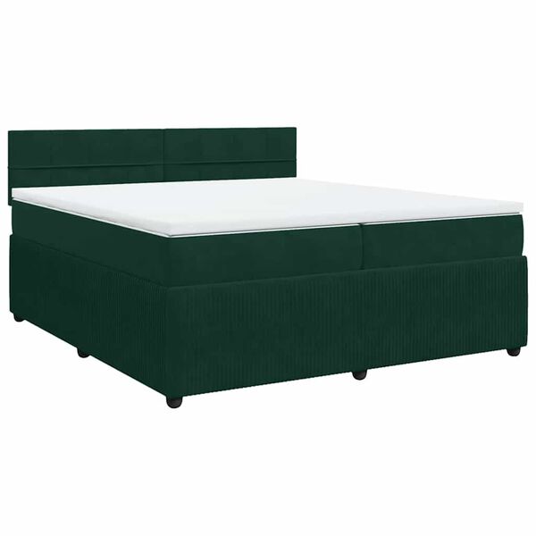 vidaXL Boxspringbett mit Matratze Dunkelgr&uuml;n 200x200 cm Samt