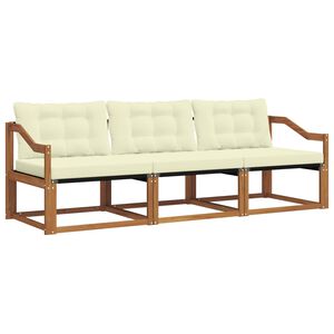 vidaXL Outdoor-Sofagarnitur 3 stk. 3-Sitzer Natur und Creme