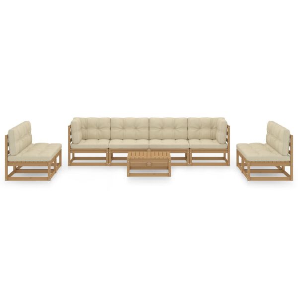 vidaXL 9-tlg. Garten-Lounge-Set mit Kissen Kiefer Massivholz