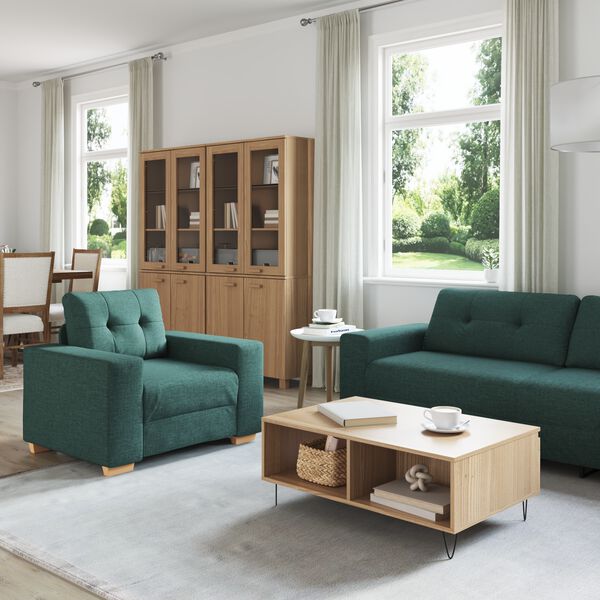 vidaXL Sofa 3 pcs Dunkelgr&uuml;n Leinenmischgewebe