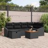 vidaXL Garten-Sofa-Set mit Kissen 7 pcs Schwarz Poly Rattan