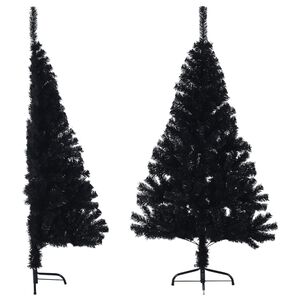 vidaXL K&uuml;nstlicher Halb-Weihnachtsbaum mit St&auml;nder Schwarz 120 cm PVC