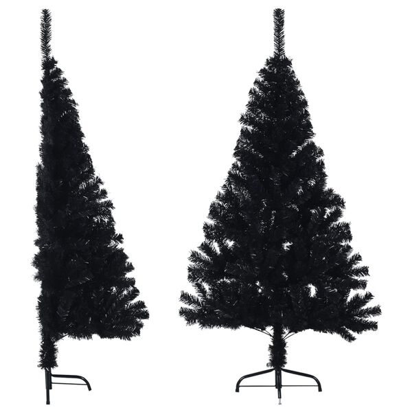 vidaXL K&uuml;nstlicher Halb-Weihnachtsbaum mit St&auml;nder Schwarz 120 cm PVC
