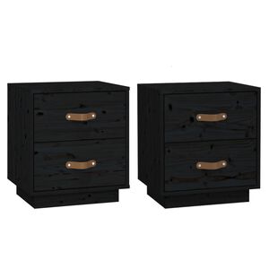 &nbsp;vidaXL Nachttische 2 Stk. Schwarz 40x34x45 cm Massivholz Kiefer