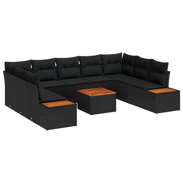 vidaXL Gartensofa-set mit Kissen mit Speicher 5 pcs Schwarz Polyrattan