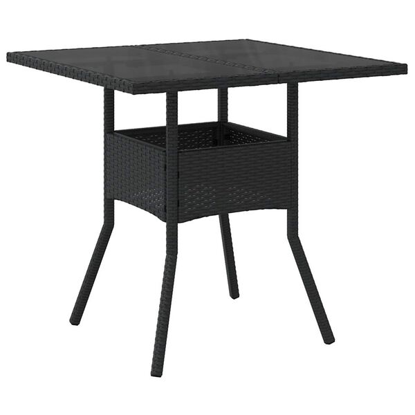 vidaXL 5-tlg. Garten-Essgruppe mit Kissen Schwarz Poly Rattan und Glas