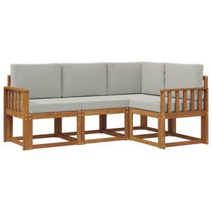 vidaXL Outdoor-Sofagarnitur mit Kissen 4 pcs Nat&uuml;rlich und Hellgrau