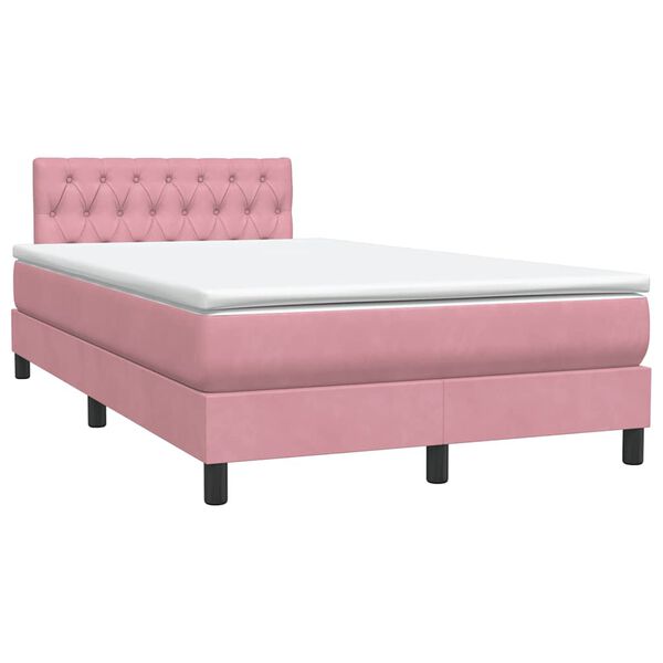 vidaXL Boxspringbett mit Matratze Rosa 120x210 cm Samt