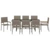 vidaXL Garten Essgruppe 9 pcs Grau Poly-Rattan