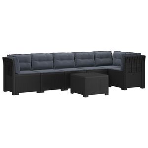 vidaXL 6-Sitzer Garten Sofa mit Kissen Rattan Look PP Anthrazit