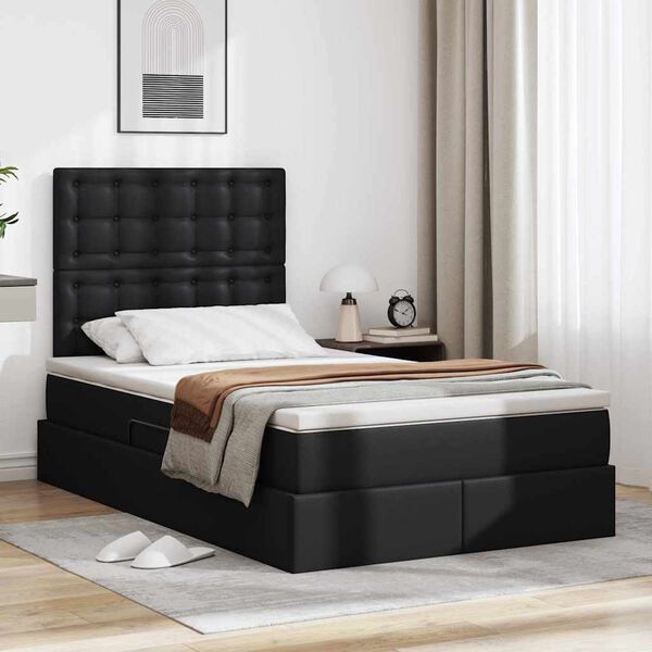vidaXL Bett mit Stauraum und LED Schwarz 120 x 190 cm Kunstleder